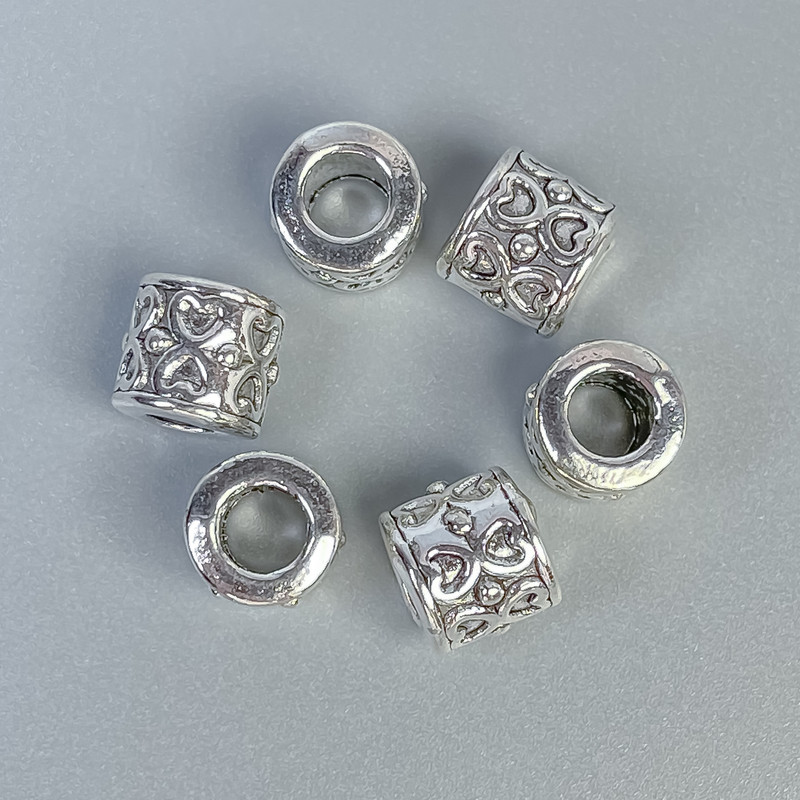 Bead Insert Fittings, Silver-Tone, 8×8 mm, hole diameter 4.8 mm, packaging 10 pcs