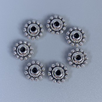 Bead findings insert, silver-colored metal, 9×5 mm size, hole diameter 1.5 mm, pack of 18