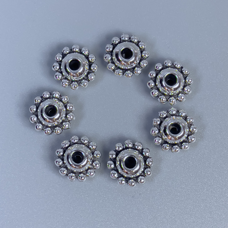 Bead findings insert, silver-colored metal, 9×5 mm size, hole diameter 1.5 mm, pack of 18