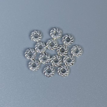 Bead-insert findings, silver-colored metal, 4x1 mm diameter with approx. 1 mm hole, packaging 22 pcs