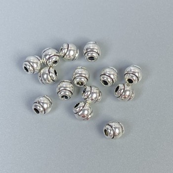 Bead insert, silver-colored metal, diameter 6x6 mm +/- with 2 mm hole, packaging 28 pcs