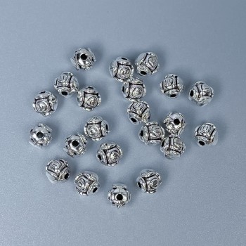 Bead insert hardware in silver metal color, 5x5 mm diameter, hole diameter approx. 1 mm, packaging 20 g (~50 pcs)