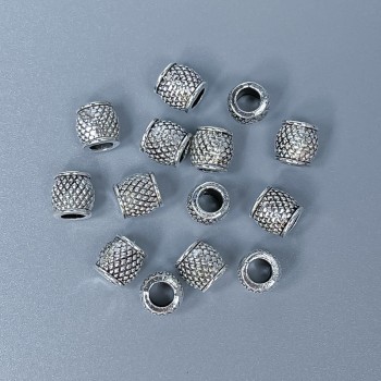 Bead-insert findings, silver metal color, 6×6 mm diameter with ~3 mm hole, packaging 20 g (~42 pcs)