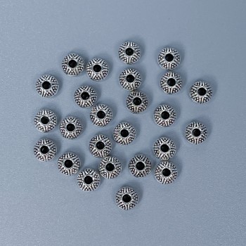 Bead-insert fittings, silver-tone, 5×3 mm, hole diameter about 1.8 mm, packaging 20 g (~80 pcs)