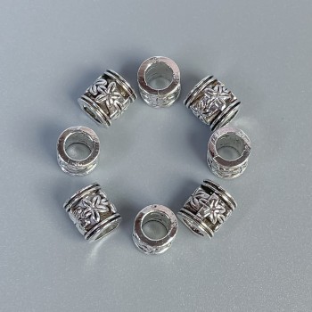 Bead-insert findings, silver color, diameter 6×7 mm ± hole, diameter 4 mm ± packaging 20 g (~35 pcs)