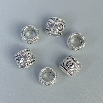 Bead Insert, Silver-Colored, 9x8 mm, hole approx. 6 mm, packaging 20 g (~16 pcs)