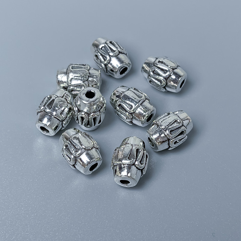 Bead Insert Findings, Silver-Tone Metal Color, 7×9 mm Size with Hole About 1.8 mm, Packaging 20 g (~15 pcs)