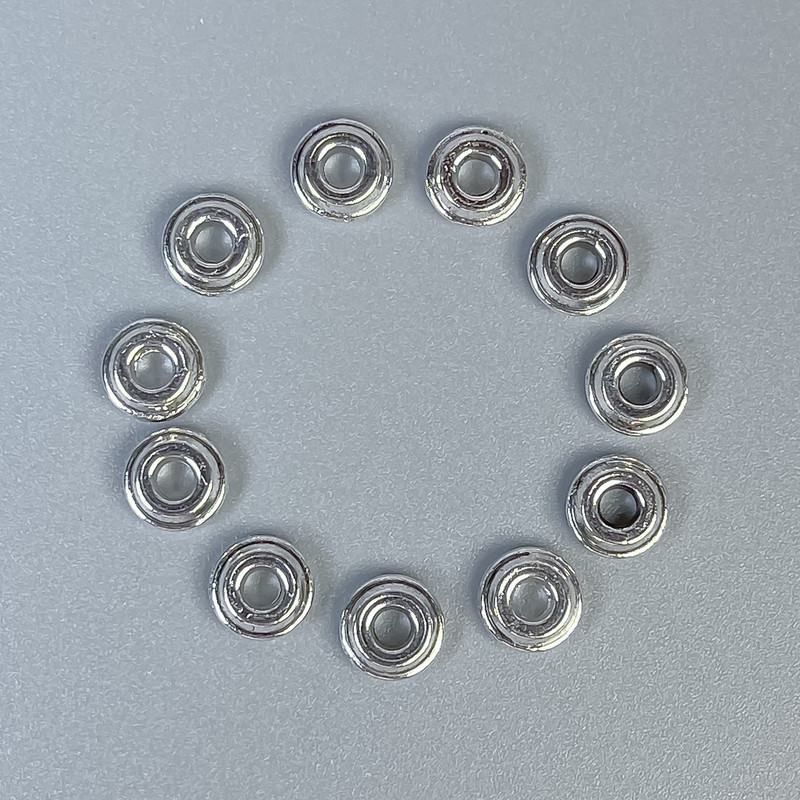 Bead-insert jewelry finding, silver-colored metal, diameter 6×2.5 mm ± hole 2.5 mm ± packaging 20 g (~77 pcs)