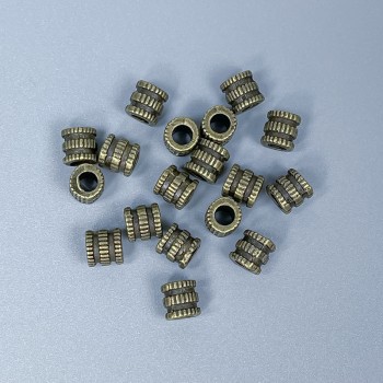 Bronze-colored bead-insert findings, 5x5 mm diameter, hole about 3 mm, packaging 40 pcs