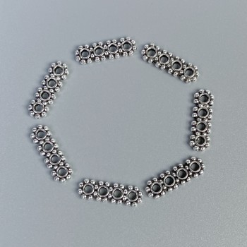 Jewelry findings - row separator insert, silver-toned metal color, diameter 16x5x2 mm +- hole diameter about 1.8 mm +- packaging 20 g (~ 36 pcs)
