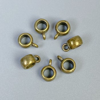 Bronze-colored bail findings, size 9×4×6 mm, holes with diameters 4 mm and 1.5 mm, packaging 40 pcs