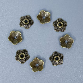 Bead caps, bronze metal color, 9 x 0.5 mm diameter, 1.5 mm hole, packaging 60 pcs