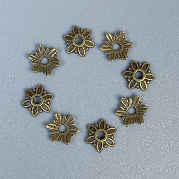Bronze-colored bead cap findings, 7×1 mm, hole diameter about 1.5 mm, pack of 80 pcs
