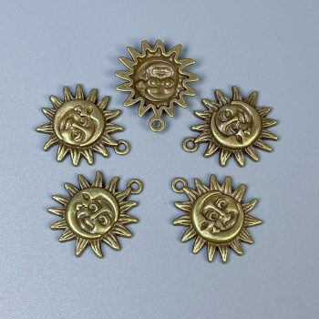 Pendant hardware Sun and Moon bronze color, size 20x23x3 mm +/- hole diameter 1.5 mm +/- packaging 10 pcs