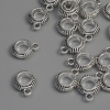 Silver bail hardware, dimensions 13×10×4 mm ±, holes diameter 5 mm ±, diameter 1.8 mm ±, packaging 18 pcs