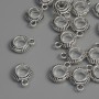 Silver bail hardware, dimensions 13×10×4 mm ±, holes diameter 5 mm ±, diameter 1.8 mm ±, packaging 18 pcs