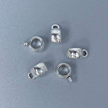 Silver bail findings, size 9×6×4 mm, hole diameters 3.8 mm and 1.5 mm, packaging 40 pcs