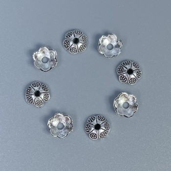 Bead caps for beads, silver color, 6x0.5 mm diameter, 1.5 mm hole, packaging 50 pcs