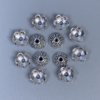 Bead Cap for Beads, Silver Color, 8x3x1 mm, hole diameter 1.5 mm, packaging 50 pcs