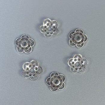 Bead cap findings, silver color, outer diameter 10 x 0.5 mm, hole diameter approx 2 mm, packaging 20 g (~85 pcs)