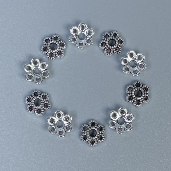 Bead cap for beads, silver-tone metal, 7×1 mm, hole diameter approx. 1.5 mm, packaging 20 g (~110 pcs)