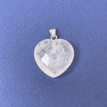 Heart Pendant with Rock Crystal - Natural Faceted Stone 20×20×8×25 mm+
