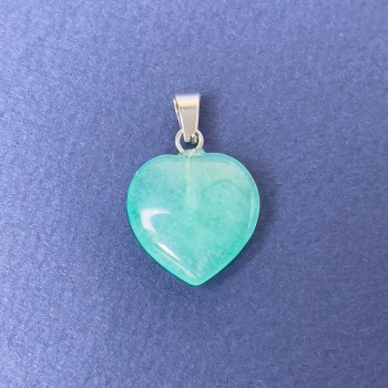 Pendant Heart Aquamarine (color-enhanced stone) 16×16×6×25 mm+