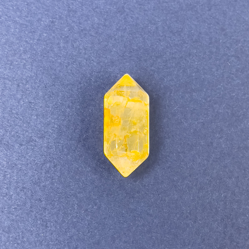 Hexagonal Citrine Pendant, natural stone, 8x21 mm, ±1 mm hole