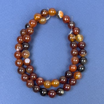 Eye Agate Beads on Thread, Smooth Round Beads, 8 mm diameter ±, Length 39 cm ±