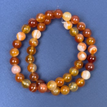 Eye Agate Beads on Thread, Smooth Round Beads, 8 mm Diameter (+/-), Length 38 cm