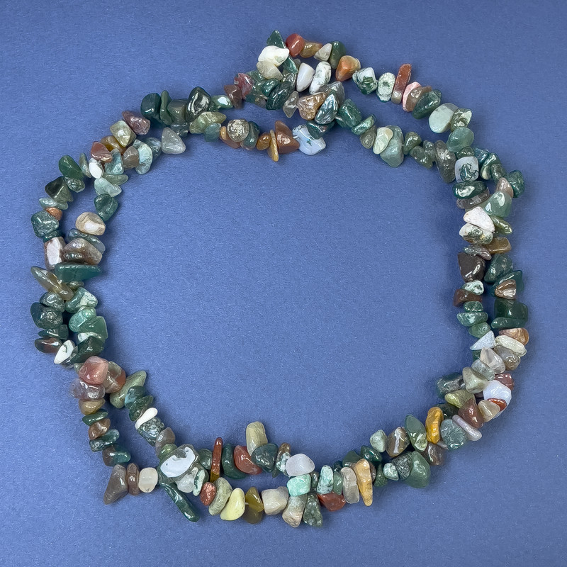 Jasper nugget beads on fishing line, diameter 4-9×2-4 mm, length 84 cm ±