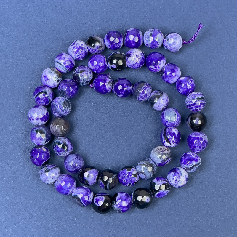 Agate Beads on Thread, Faceted 8mm, 36cm Length