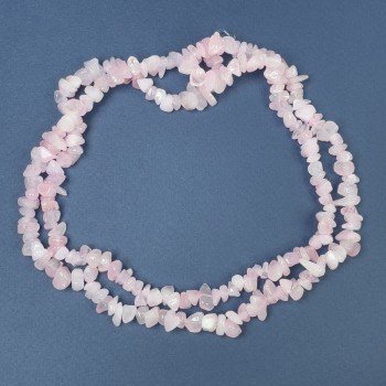 Beads Pink Quartz chips on thread, diameter 5-11x3-5 mm, length 78 cm