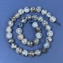 Dragon Vein Agate Beads on Thread, Faceted Round Beads, 8 mm Diameter, 37 cm Length
