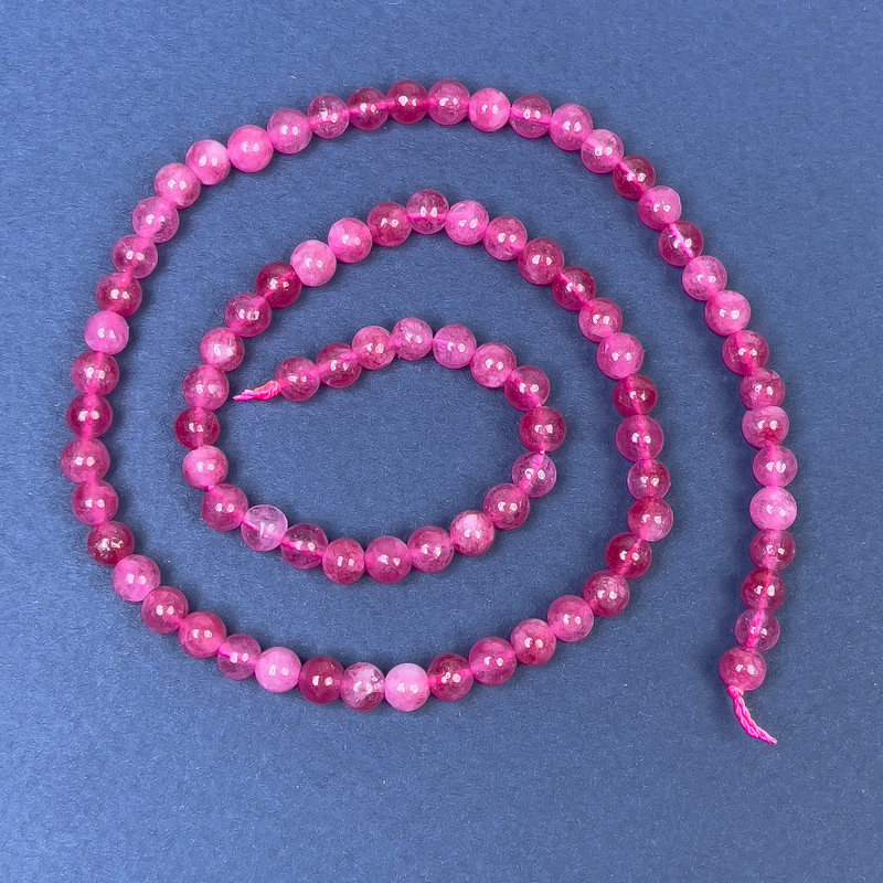 Tourmaline Beads on Thread, Smooth Round Beads, Diameter 5 mm+-, Length 38 cm+-