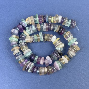 Fluorite Chip Beads 10x3mm +/- on Beading Thread, Length 39 cm+