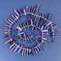 Charoite chip beads 15-19×2-6 mm +/- with seed beads on thread, length 40 cm+