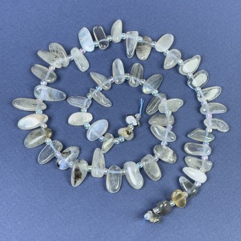 Labradorite Chip Beads 14-20×7 mm +/- with Seed Beads on Thread, Length 40 cm+