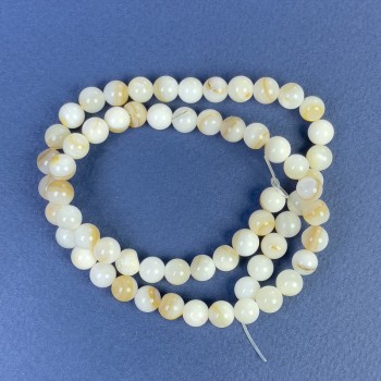 Mother-of-Pearl Beads, Smooth Round 6mm on Thread, Length 38 cm+