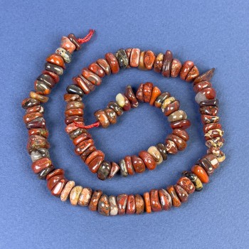 Jasper chip beads 10x4mm on thread, length 42 cm+