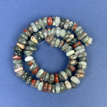 Jasper Heliotrope Chip Beads on Thread, 9x3-5 mm, 37 cm long