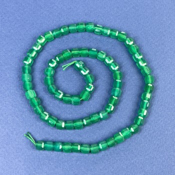 Chrysoprase Beads Faceted Cube 5x5mm +/- on Thread, Length 38cm+