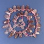 Faceted Strawberry Quartz Beads on Thread, 15-24-11 mm, with 3 mm seed beads on thread, length 39 cm