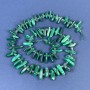 Malachite Chip Beads 16x5 mm, with 3 mm seed beads, on a thread, 40 cm long