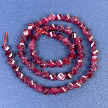 Faceted diamond-shaped tourmaline beads 5x6 mm ± on thread, length 39 cm ±