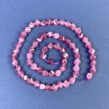 Faceted diamond-shaped tourmaline beads 5x6 mm on a cord, length 38 cm+