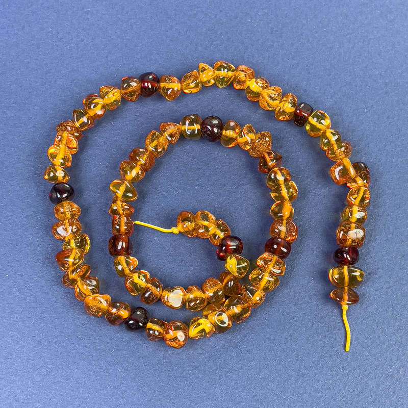 Amber Beads Barrel 6x4 mm on Thread, Length 39 cm+