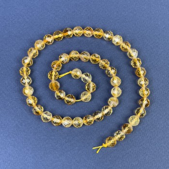 Citrine Beads, Faceted Ball 7mm on Thread, Length 37cm+