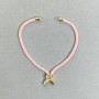 Textile bracelet base, pink color with gold-tone metal insert, textile diameter 5.5 mm, metal diameter 8 mm, length 10.5 cm