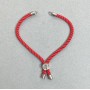 Textile bracelet base, diameter 5.5 mm ± red color with metal insert, diameter 8 mm ± silver metal, length 10.5 cm ±
